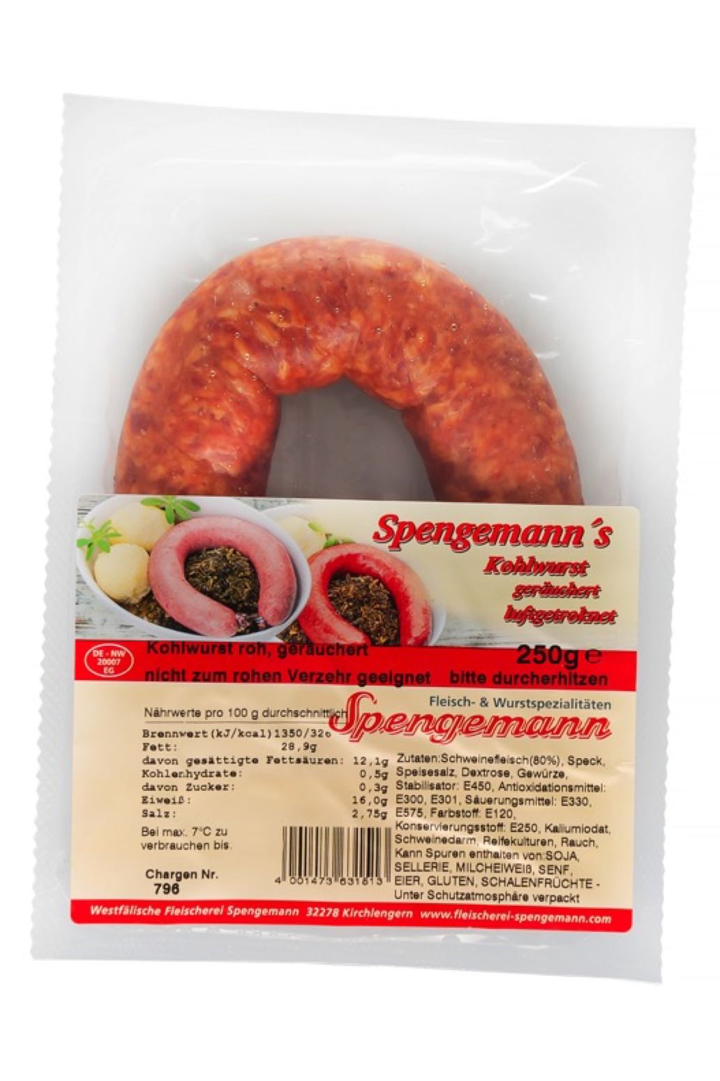 Kohlwurst roh geräuchert 250g